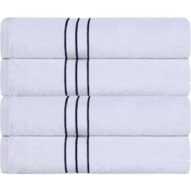 Superior Turkish Cotton Ultra-Plush Bath Towel Set of 4, Towels for Shower, Bathroom, Home Essentials, Spa, Guest/Master Bath, Airbnb, Apartment, Adults and Kids, Soft Quick Drying, Navy Blue