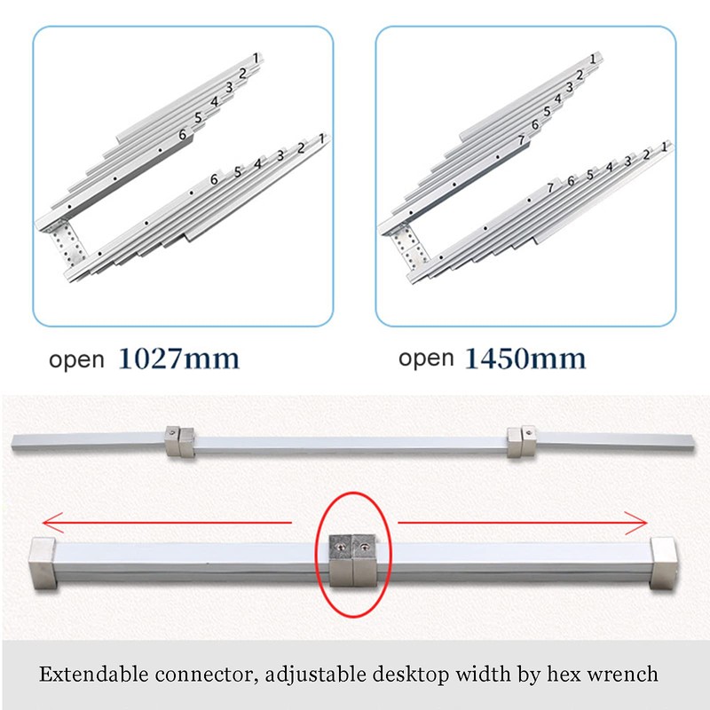 Full Extension Table Slide, Aluminum Telescopic Cabinet Table Guide Rail
