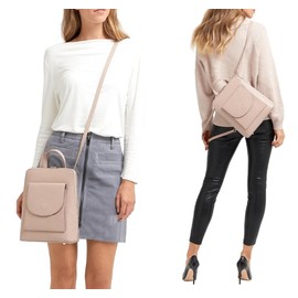 Handbag MBliss Trendy Rucksack Backpack 3 in 1 Convertible To Shoulder Bag Top Handle Structured Italian Grained Leather Black