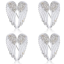 Angel Wings Brooches for Women, 4PCS Brooches and Pins for Women Mens Brooch Pins for Suits Rhinestone Brooch Pin Guardian Angel Pin for Women Girl Biker Jewelry Drive Safe Gift