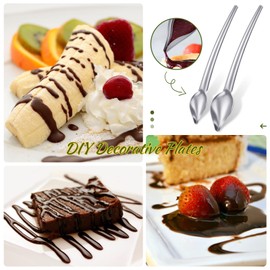 Patelai 12 Pcs Candy Dipping Tools Set Included 10 Chocolate Dipping Fork Spoons and 2 Stainless Steel Culinary Decorating Spoons Chef Art Pencil for Decorative Plates