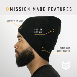 MISSION MADE Beanie Skull Knit Black Cap