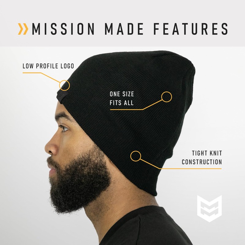 MISSION MADE Beanie Skull Knit Black Cap