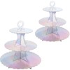 XIXIMENG 2 PACK Cardboard Cupcake Stand 3- Tier lace edge
