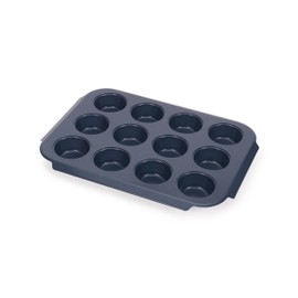 Joseph Joseph Nest™ Bake 12-Cup Non-Stick Muffin Tray, Carbon Steel, Easy-Pull Handles, Stackable, Space-Saving Design, 10-Year Guarantee