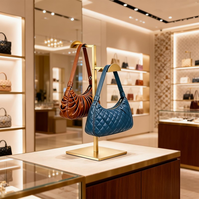 KMtilsh 2 Pack Purse Stands for Display,Gold Handbag Display Stand,
