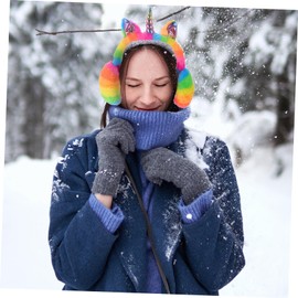 PACKOVE Foldable Plush Unicorn Earmuffs Winter Ear Warmers Soft Supple Ear Protector Windproof Outdoor Covers for Women