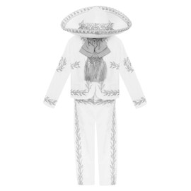 White Silver Boys Baptism Outfit Our Lady of Guadalupe Virgin Mary Charro Mariachi Suit Set Hat Wedding Toddler Kids