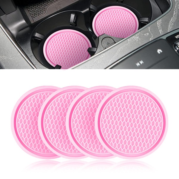 FISTANA 4 PCS Car Coasters, Soft Glue Honeycomb Embedded Drink