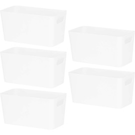 Wham Bam 6.01 Ice White Plastic Studio Storage Baskets Office Home & Kitchen Tidy Organiser 20.0 x 10.0 x 10.0cm (5 Baskets)