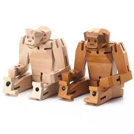 Modern Wooden Monkey Decor – Interactive Puzzle & Art Piece - Color: Natural
