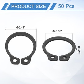 sourcing map 50Pcs 3/8" Internal Retaining Ring Circlip, 65 Mn Spring Steel Internal Circlip Snap Rings C-Clips for Grooved Shafts Studs, Black