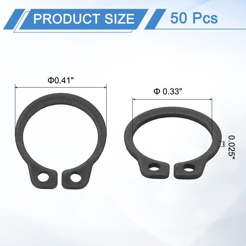 sourcing map 50Pcs 3/8" Internal Retaining Ring Circlip, 65 Mn