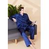 JupiterSecret Men's Silk Pajamas Set Long Sleeve Button-Down Sleepwear With