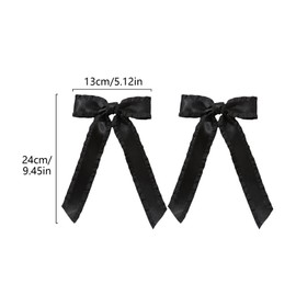 Black Hair Bows Hair Clips 2 Pack Bow Hair Clip for Women and Girls, Hair Bows with Long Ribbon for Wedding Birthday Valentine’s Day