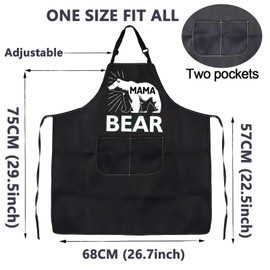 CMNIM Mama and Papa Bear Gifts Aprons Mama Bear Kitchen Cooking Aprons BBQ Chef Apron With Pockets Couple Gifts for Mom Dad, Mama Bear Apron, Medium