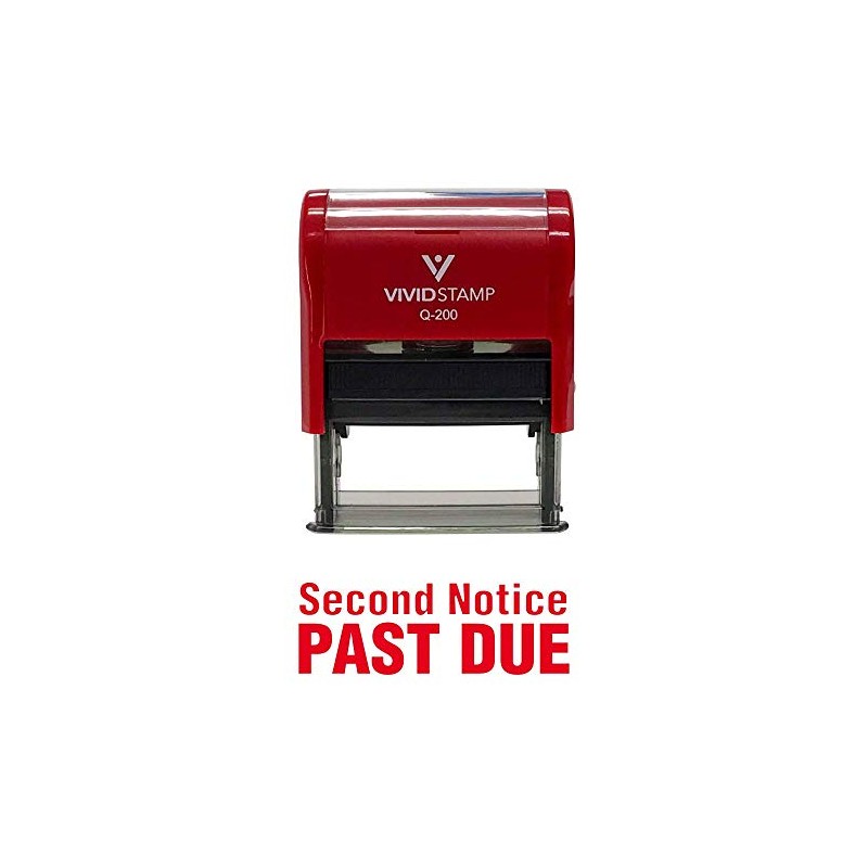 Second Notice Past Due Self Inking Rubber Stamp (Red Ink)
