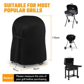 Flintronic Barbecue Cover, Weatherproof 210D Oxford Fabric Gas Grill Cover, Waterproof Grill Cover, Tear-Resistant, UV, for Brinkmann, Weber, Char Broil (76 x 66 x 110 cm)