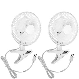 JOEY'Z 6 INCH - 2 Speed - Adjustable Tilt, Whisper Quiet Operation Clip-On-Fan with 5.5 Foot Cord and Steel Safety Grill (2, 6" Fan with 5 FT Cord)