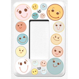 Boho Smiley Happy Faces Light Swith Plate and Outlet Covers, Gender Neutral Baby Nursery Wall Decor (Single Rocker)