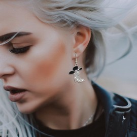 Rhinestone Western Boots Earrings Cowgirl Cowboy Enamel Hat Bohemian Rodeo Boot Drop Dangle Earrings for Women Black Hat