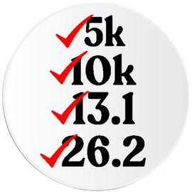 5k 10k 13.1 26.2 Runner's Checklist - Circle Sticker Decal 3 Inch - Marathon