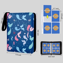 MTGPRO Card Binder for Yoto Cards 4-Pocket,400 Pockets Trading Card Binder Holder Collector Album Book Includes 50 Removable Sleeves (Mermaid Dress Up)