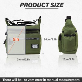 FuninCrea Umhängetasche Herren Messenger Bag Herren 5 Reißverschluss-Taschen Crossbody Bag Herren Große Kapazität Tasche Herren Schultertasche Herren mit Verstellbarem Schultergurt (Grün)