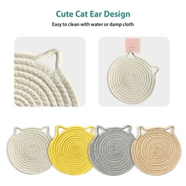 UKJENT Trivets for Hot Dishes - 4 Pcs Cotton Trivet Mats, Heat Resistant Hot Pads Pot Holders Set for Hot Pots & Pans, Kitchen Counter Farmhouse Table New Home Decor Essentials(7 inch & 9 inch)