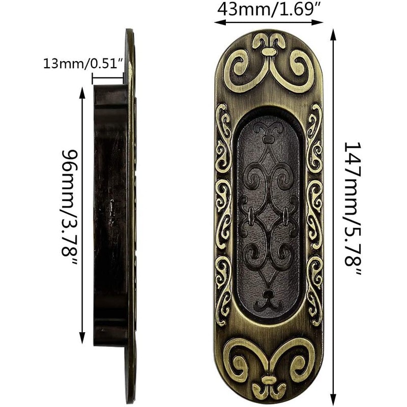 Biaungdo 2 Pcs Recessed Flush Handles Stainless Steel Finger Oval