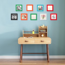 6x6（15x15cm Square Picture Frame Set of 6,Paperboard Photo Frames with Transparency Plastic Membrane,Multicolor,Width of Frame 2.5mm