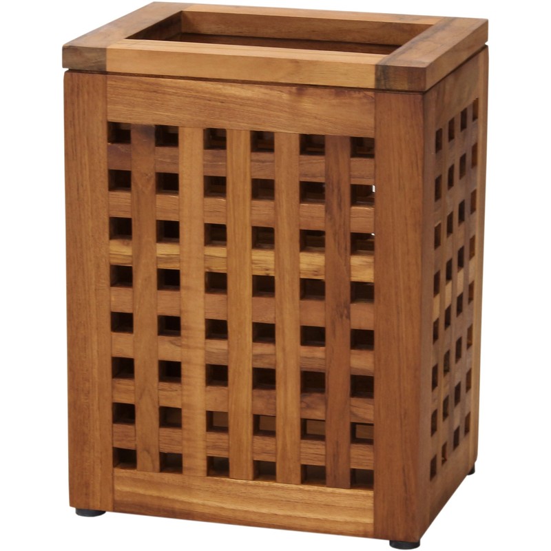 AquaTeak Grate Teak Waste Basket