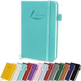 Tasalas Pocket Notebook Portable A6 Notebooks with Inner Pocket and Elastic Band - 80 GSM Lined Paper Notepad, 196 Pages (98 Sheets) Soft & Durable PU Leather Cover (Sky Blue)