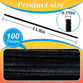 100PCS Black Pipe Cleaners,Pipe Cleaners Craft Bulk,Black Pipe Cleaner for Hair