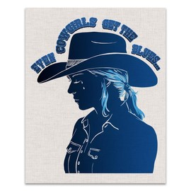 Even Cowgirls Get the Blues - Silhouette Wall Art – Western Themed Blue Design for Rustic Decor – UNFRAMED (Blue, 8 x 10 Inches)