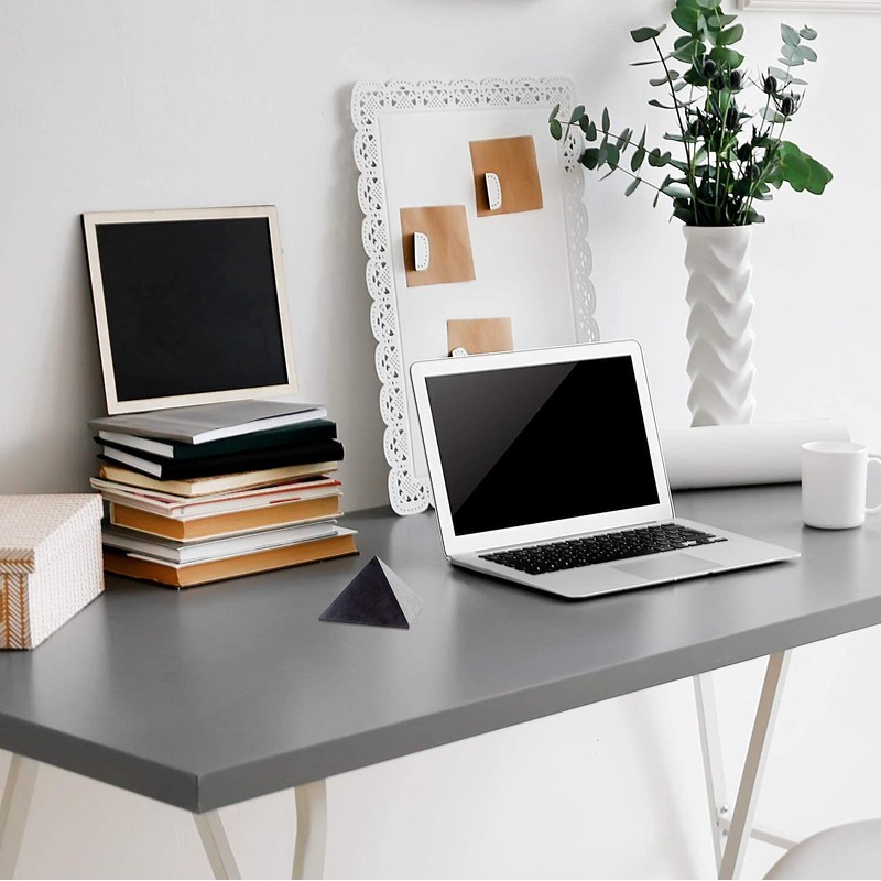 Shungite Pyramid Polished Natural Stone Chakra Crystal Healing Energy Karelia