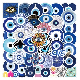 N&S Evil Eyes Stickers for Water Bottles 50 Pcs Cute, Waterproof, Beautiful and Fashionable Youth Stickers, Suitable for Cups, Phones, Bicycles, Guitars, Suitcases, Ultra-Durable Vinyl.