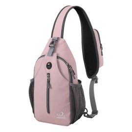 WATERFLY Sling Backpack Sling Bag Shoulder Backpack Shoulder Bag Adjustable Backpack Strap Hiking Chest Backpack for Men and Women, pink