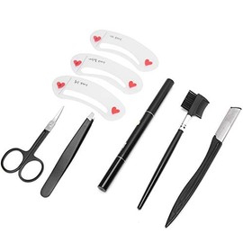 Ymiko Eyebrow Trimmer Set for Women Makeup Tools Eyebrow Pencil 8pcs Stainless Steel Quick Trim Small Convenient Travel Size