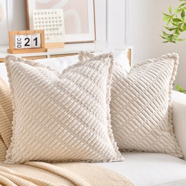 LRartdeco Corduroy Cushion Covers Large Cushions Twill Decorative Pillows Boho Cushion Covers Modern Throw Pillow Covers Couch Pillows for Home Decor Sofa Bedroom With Edging 50x50
