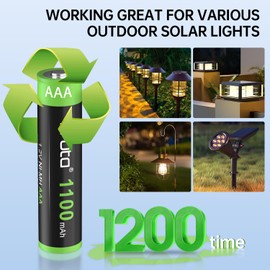 Kruta Solar Lights Batteries AAA 1100mah High Capacity 1.2V Ni-MH Rechargeable AAA Solar Battery for Outdoor Solar Lights, Battery String Lights, TV Remotes, Wireless Mouses (AAA1100 Pack 8)