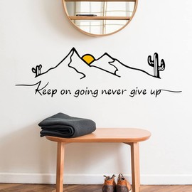 Fuji Toy Wall Sticker Sunrise Mountain Sun Never Give Up English Letters Easy Letters