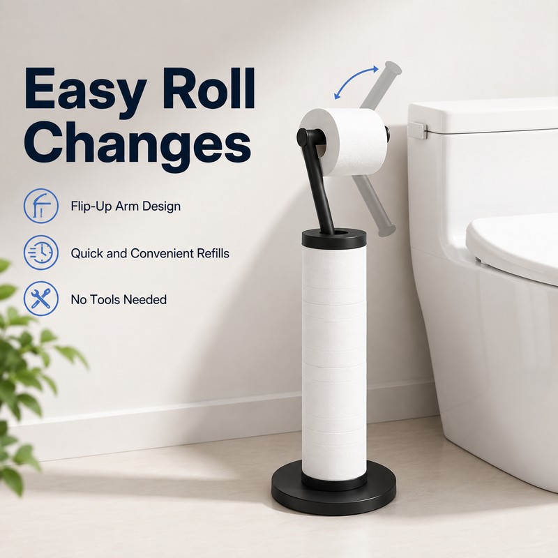 Freestanding Toilet Paper Holder for Bathroom – Rust-Resistant 5-Roll Storage