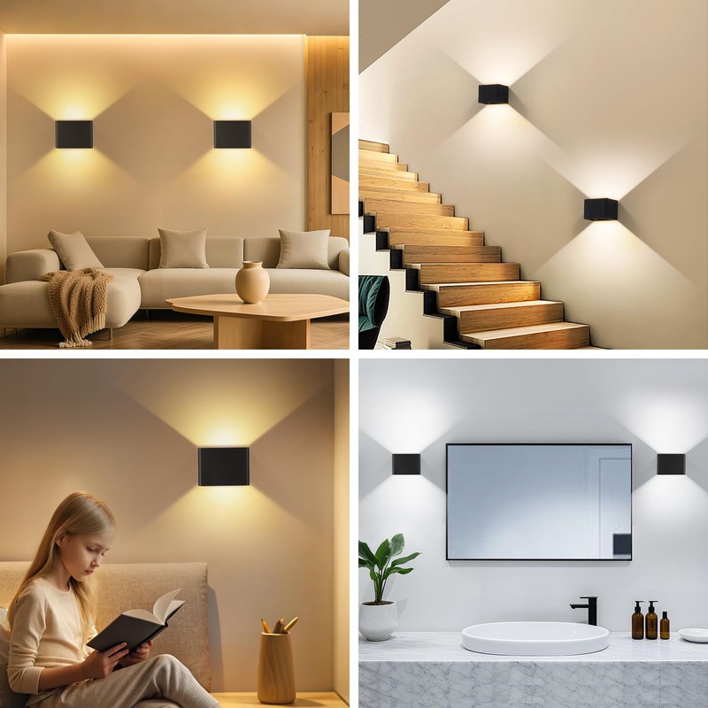 Yochoice Motion Sensor Wall Sconces with Remote Control, 6000mAh Black