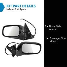 TRQ Driver & Passenger Side Mirror Set without Heat Compatible with 2004-2007 Subaru Impreza Outback SU1320112 SU1321108