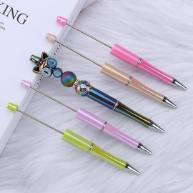 7 Pens  UV Opal  Beadable Pens WHOLESALE BULK Beaded Ballpoint Pen 1.0mm Medium Suitable for DIY with Beads and Focals Ships from California Writing Tools Stationery:_91 Coral Pink 1N_7 PCS