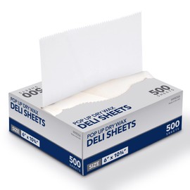 500 Pack Deli Paper Sheets, 6" Pre-Cut Dry Wax Paper Sheets For Food, Heavy Duty Pop Up Dry Wax Sheets for Restaurant, Disposable Deli Paper for Food, Waxed Paper Sheets