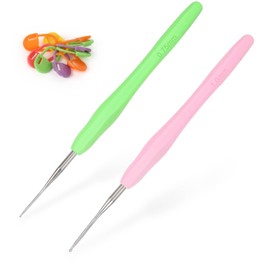 Coopay Crochet Hook 0.75 mm and 1.0 mm, Pack of 2 Small Crochet Hooks for Lace and Fine Crochet, Lace Crochet Hooks with Soft Grip, Fine Crochet Hooks, Ergonomic TPR Handle Crochet Hooks 0.75 1.0 mm