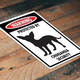JP's Parcels Warning Protected By Chihuahua Security Dog Sign for Front Door 12"x 8"