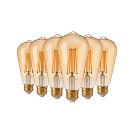 EDISHINE 6 Pack Vintage LED Edison Bulbs 8W Equivalent 60W, ST64 Dimmable Led Light Bulbs, 700LM 2200K Amber Warm Light E26, Decorative Antique LED Filament Bulbs for Home and Commercial, UL Listed